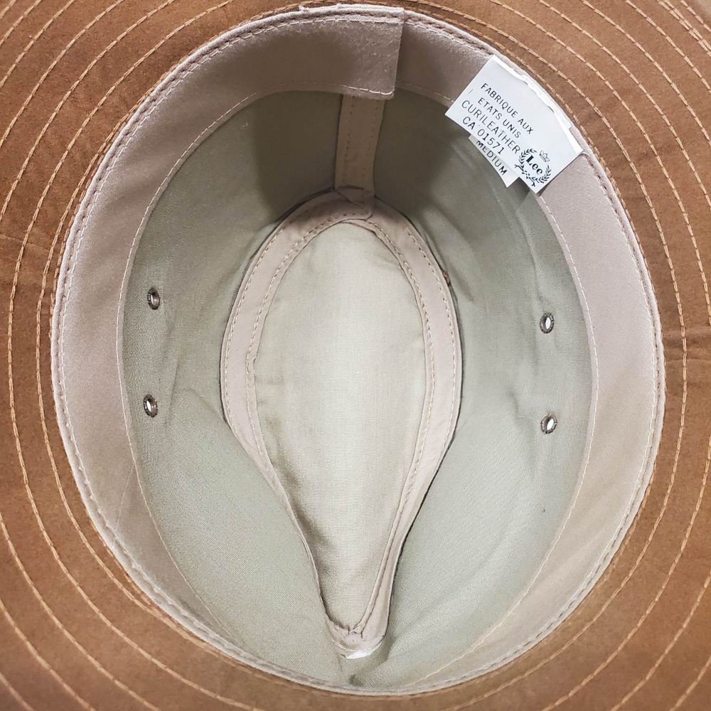 Vintage 70s Suede Fedora Hat Leather Band Tan Brown Structured Union M - Picture 5 of 7
